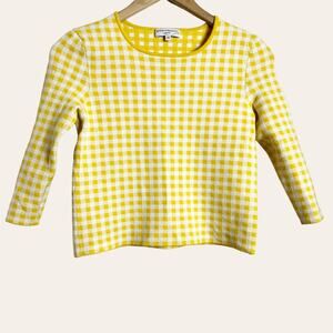 Opening Ceremony Knits Yellow White Check Gingham 2 Piece Shorts Top Set Size XS